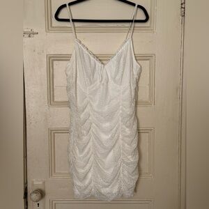 Divided Ruched Leopard Mini Dress